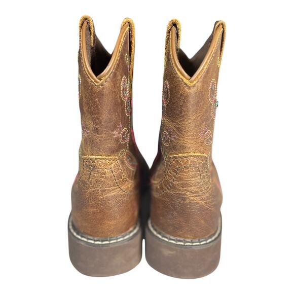 Justin Youth Girls Glitzi Light Up Brown Leather Western Cowgirl Boots Size-13.5 - Picture 5 of 9